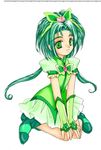  akimoto_komachi boots cure_mint dress green_eyes green_hair hair_ornament long_hair magical_girl precure solo yes!_precure_5 