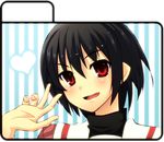  asakaze_risa bad_id bad_pixiv_id black_hair blush hands hayate_no_gotoku! heart kondate red_eyes school_uniform short_hair smile solo 