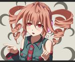  @_@ ahoge asuto3 detached_sleeves drill_hair headphones kasane_teto letterboxed open_mouth red_eyes red_hair rolling_girl_(vocaloid) solo twin_drills twintails utau 