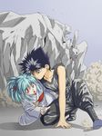  1boy 1girl black_hair brother_and_sister cathexis female green_hair hiei japanese_clothes kimono long_hair male red_eyes short_hair siblings spiked_hair yu_yu_hakusho yukina_(yu_yu_hakusho) yuu_yuu_hakusho 