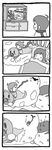  &gt;_&lt; 3: 4koma anpanman anpanman_(character) bed bird chibi child closed_eyes comic crossover crow dreaming flying greyscale kaito monochrome o_o scarf shimota sleeping smile television translated vocaloid younger 
