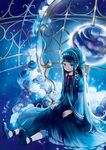  bad_id bad_pixiv_id blue_eyes blue_hair dress flower hairband highres miyabi_akino original rose sitting smile solo 