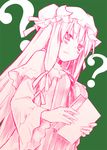  ? blush book breasts capelet crescent eretto hat holding medium_breasts patchouli_knowledge pink sketch solo sweatdrop touhou upper_body 