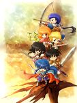  4boys black_hair blonde_hair blue_hair bow_(weapon) cape celice_(fire_emblem) chibi delmud_(fire_emblem) engrish fire_emblem fire_emblem:_seisen_no_keifu lakche_(fire_emblem) lana_(fire_emblem) lester_(fire_emblem) multiple_boys multiple_girls orange_hair ranguage red-50869 skasaha_(fire_emblem) sword weapon 