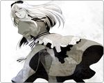  axis_powers_hetalia bad_id bad_pixiv_id belarus_(hetalia) bow dress greyscale hair_bow long_hair monochrome solo yuko_mebouki 