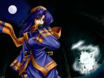  blue_hair female girl hat moon night red_eyes rera samurai_shodown samurai_spirits snk 