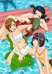  bad_id bad_pixiv_id banned_artist bikini biribiri blush ekaterina_(railgun) frilled_bikini frills haruue_erii inflatable_raft kawaguchi_yukihiro kongou_mitsuko misaka_mikoto multiple_girls partially_submerged snake swimsuit to_aru_kagaku_no_railgun to_aru_majutsu_no_index water 