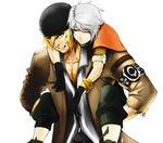  bad_id bad_pixiv_id beanie blonde_hair carrying final_fantasy final_fantasy_xiii gloves grey_hair hat hope_estheim male_focus multiple_boys piggyback snow_villiers system-h 