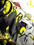  bad_id bad_pixiv_id blonde_hair durarara!! glasses heiwajima_shizuo highres kanaria_(fuusenkazura) male_focus road_sign sign solo stop_sign sunglasses yellow_eyes 