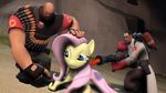  black_hair blood bullets doctor equine eyewear female feral fluttershy_(mlp) friendship_is_magic glasses gloves gmod hair hasbro heavy_(team_fortress_2) horse human knife lab_coat male mammal medic medic_(team_fortress_2) my_little_pony pink_hair pony team_fortress_2 unknown_artist 