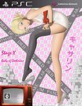  atlus blonde_hair blue_eyes catherine catherine_(game) dress high_heels one_thighhigh single_thighhigh television thighhighs tv 