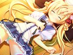  blonde_hair game_cg nimura_yuushi oni_gokko panties seifuku striped_panties sumiyoshi_kureha twintails underwear 