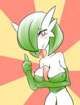  breasts cleavage gardevoir green_hair lowres nintendo pokemon thumbs_up 