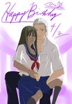  akatsuki_(naruto) couple dark_skin genderswap hidan kakuzu naruto naruto_shippuuden sare415 school_uniform 