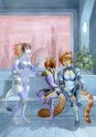  feline female futuristic mammal nekoart plant sitting space standing suane_lightfurr_(character) suit 