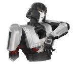  1boy absurdres black_sclera chinese_commentary colored_sclera commentary_request cropped_torso d-16_(transformers_one) decepticon highres humanoid_robot jiangyueegoshi male_focus mecha mecha_focus open_mouth robot simple_background solo transformers transformers_one white_background yellow_eyes 