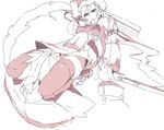  arc_system_works beret blazblue breasts detached_sleeves female gun hat male monochrome necktie noel_vermillion ragna_the_bloodedge rend_(pixiv108821) ribbon short_hair sketch small_breasts thighhighs trench_coat trenchcoat uniform weapon 