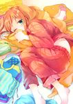  bag barefoot frog green_eyes handbag idolmaster idolmaster_(classic) kashiwagi_kano md5_mismatch one_eye_closed orange_hair pajamas solo takatsuki_yayoi 