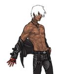  1boy abs dark_skin k&#039; k' king_of_fighters lowres male male_focus muscle snk solo topless white_hair yorozu 
