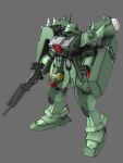  3d beam_rifle char&#039;s_counterattack commentary_request energy_gun geara_doga grey_background gundam machinery mecha mecha_focus mobile_suit neo_zeon no_humans one-eyed radio_antenna robot science_fiction shield shoulder_spikes spikes taichi_ls weapon 