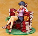  bakemonogatari basketball bike_shorts black_hair book female figure fujoshi kanbaru_suruga monogatari_(series) photo reading red_eyes short_hair skirt solo 