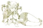  bad_id bad_pixiv_id breasts cleavage creator fur gloves long_hair medium_breasts monochrome navel ragnarok_online solo tina62224 traditional_media 