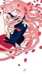  bad_id bad_tumblr_id blue_eyes lipstick long_hair makeup maruco petals pink_hair pink_lipstick shoujo_kakumei_utena solo tenjou_utena very_long_hair 