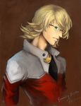  bad_id bad_pixiv_id barnaby_brooks_jr belt blonde_hair glasses green_eyes issac jacket jewelry male_focus necklace red_jacket solo studded_belt tiger_&amp;_bunny 
