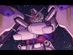  commentary_request crossed_arms green_eyes gundam letterboxed mecha mecha_focus mecha_request mobile_suit mobile_suit_gundam no_humans robot rx-78-2 sagano_yuuji science_fiction sky solo star_(sky) starry_sky upper_body v-fin 