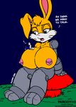  animal_ears artie big_breasts breasts bunnie_rabbot cyborg dialog dialogue english_text female huge_breasts lagomorph male mammal nipples nude rabbit sega size_difference sonic_(series) text vkyrie 