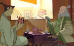  avatar:_the_last_airbender avatar_legends beard black_hair bonsai book book_stack crossover cup facial_hair game_boy game_boy_color grey_hair handheld_game_console highres indoors iroh japanese_clothes katana kimono kneeling light_smile magazine_(object) old old_man philtomato poke_ball samurai_jack samurai_jack_(character) sword table teacup teapot weapon white_kimono 