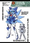  1girl borrowed_design bow cirno dress g_gundam gundam hair_bow m_ganzy mecha mechanization no_humans parody short_hair touhou translated wings 