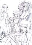  bleach bleach:_zanpakutou_ibun_hen eyepatch haineko harka haruka_(the_end_is_far) highres katen_kyokotsu monochrome ninja sketch smile smirk sode_no_shirayuki suzumebachi tobiume zabimaru zanpakuto_spirit zanpakutou_(spirit) 