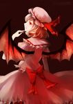  bad_id bad_pixiv_id bat_wings dress hat profile red_eyes remilia_scarlet ribbon short_hair silver_hair smile solo touhou watari_(hasumi_rina) wings 