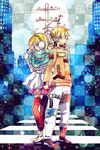  1boy 1girl blonde_hair boy boy_and_girl female girl highres kagamine_len kagamine_rin male vocaloid 