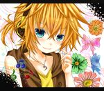  blue_eyes boy flower hakiri_tooru_(len0530) kagamine_len male male_focus smile solo vocaloid 