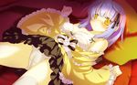 bed blush bra game_cg irotoridori_no_sekai natsume_eri panties shikishima_kyou short_hair underwear wet yellow_eyes 