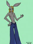  ambiguous_gender boobytrapzap elena green_eyes hair jeans lagomorph male mammal rabbit solo 