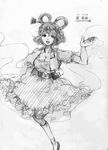  absurdres bad_id bad_pixiv_id dress gown graphite_(medium) greyscale hair_ornament hair_rings hair_stick highres kaku_seiga monochrome mote_kawa short_hair sketch solo touhou traditional_media 