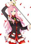  artist_request blue_eyes female gradient_eyes green_eyes long_hair multicolored_eyes pink_hair shoujo_kakumei_utena solo sword tenjou_utena weapon 