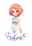  arms_behind_back bad_id bad_pixiv_id bare_shoulders blush dress glasses neck_ribbon no_legs orange_eyes orange_hair pink-framed_eyewear precure ribbon shirabe_ako short_hair solo suite_precure syno 