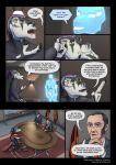 2025 3_fingers 4_arms 4_eyes agent_iskra_(darth_biomech) alien ambiguous_gender anthro biped black_claws black_hair chair claws clothed clothing colored comic darth_biomech dialogue dialogue_box english_text fingers furgonomics furniture hair hi_res hologram human inside light_body light_skin male mammal multi_arm multi_eye multi_limb purple_hair quantum_(darth_biomech) raharr scar sitting speech_bubble table tail tail_clothing text url yellow_eyes zane_htrua_sha