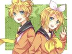  1boy 1girl boy boy_and_girl emilion female girl kagamine_len kagamine_rin male vocaloid 