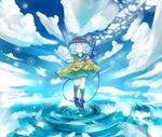  closed_eyes green_hair hat komeiji_koishi ripples solo touhou tsukikusa walking walking_on_liquid 