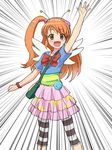  :d amamiya_rizumu antennae bag brown_eyes handbag highres leggings nyama open_mouth orange_hair pretty_(series) pretty_rhythm pretty_rhythm_aurora_dream side_ponytail smile solo waving wings 