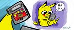  gameboy humor humour jhallpokemon mammal mouse nintendo pikachu pok&#233;mon pok&eacute;mon rodent role_reversal solo video_games what 