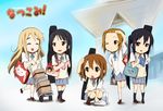  akiyama_mio bag black_hair blonde_hair brown_eyes brown_hair guitar_case hand_truck hirasawa_yui instrument_case k-on! kaiga kotobuki_tsumugi kyubey long_hair mahou_shoujo_madoka_magica multiple_girls nakano_azusa school_uniform short_hair tainaka_ritsu tokyo_big_sight twintails 