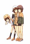  bad_id bad_pixiv_id brown_eyes brown_hair eyewear_on_head hat hood hoodie mamoru_(sister_princess) mizugame multiple_girls multiple_persona short_hair sister_princess sunglasses 