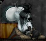 2025 5_fingers anthro artist_name big_breasts big_butt black_hair black_nails bone bottomless breasts butt clothed clothing colored_nails detailed_background digital_drawing_(artwork) digital_media_(artwork) duo ear_piercing ear_ring erection feet female fingers fur genitals ghost ghost_sex glistening glistening_tongue hair hair_over_eyes hanging_breasts hi_res horn horror_(theme) huge_breasts huge_butt humanoid_genitalia humanoid_penis hyena larger_female light lighting long_hair long_tongue male male/female mammal markings monster_girl_(genre) muscular muscular_anthro muscular_male musk musk_clouds musky_breasts musky_butt musky_penis nails nervous_smile nude penis piercing portal ring_piercing scared shaded size_difference skull skull_head smile spirit spots spotted_body spotted_fur spotted_legs spotted_markings tail teeth text tongue tongue_out topwear translucent translucent_hand translucent_horn translucent_tail wet_tongue xikitsune