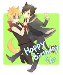  animal_ears birthday black_hair blonde_hair cat_ears duo durarara!! glasses heiwajima_shizuo kemonomimi_mode nekomimi orihara_izaya ribbon short_hair sunglasses 